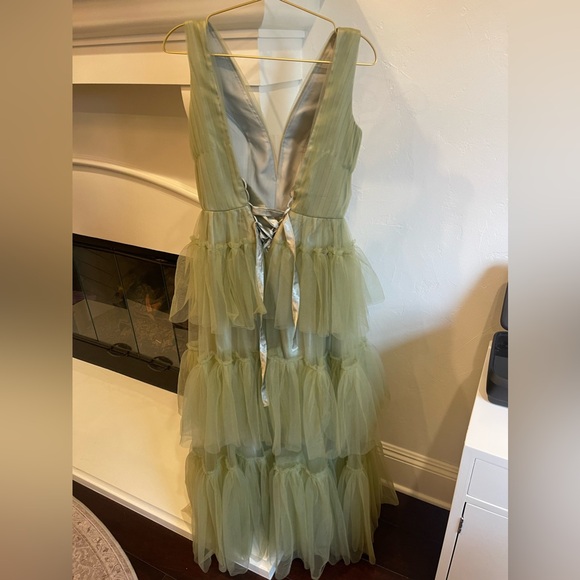 Green Ruffled Gown - Picture 2 of 3